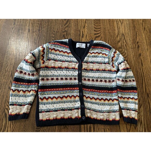 Vintage Marisa Christina‎ Hand Knit Silk/cotton/Wool Sweater Sz Medium Cardigan - Picture 4 of 9